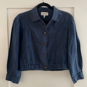 NWT Michael Stars Linen Cropped Jacket in Admiral!! Sz. M